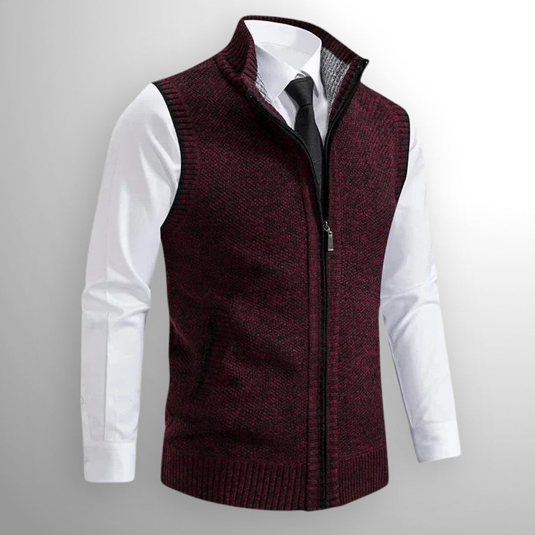 Muhammad | Men's Full-Zip Knitted Cardigan Sleeveless Lambswool Gilet