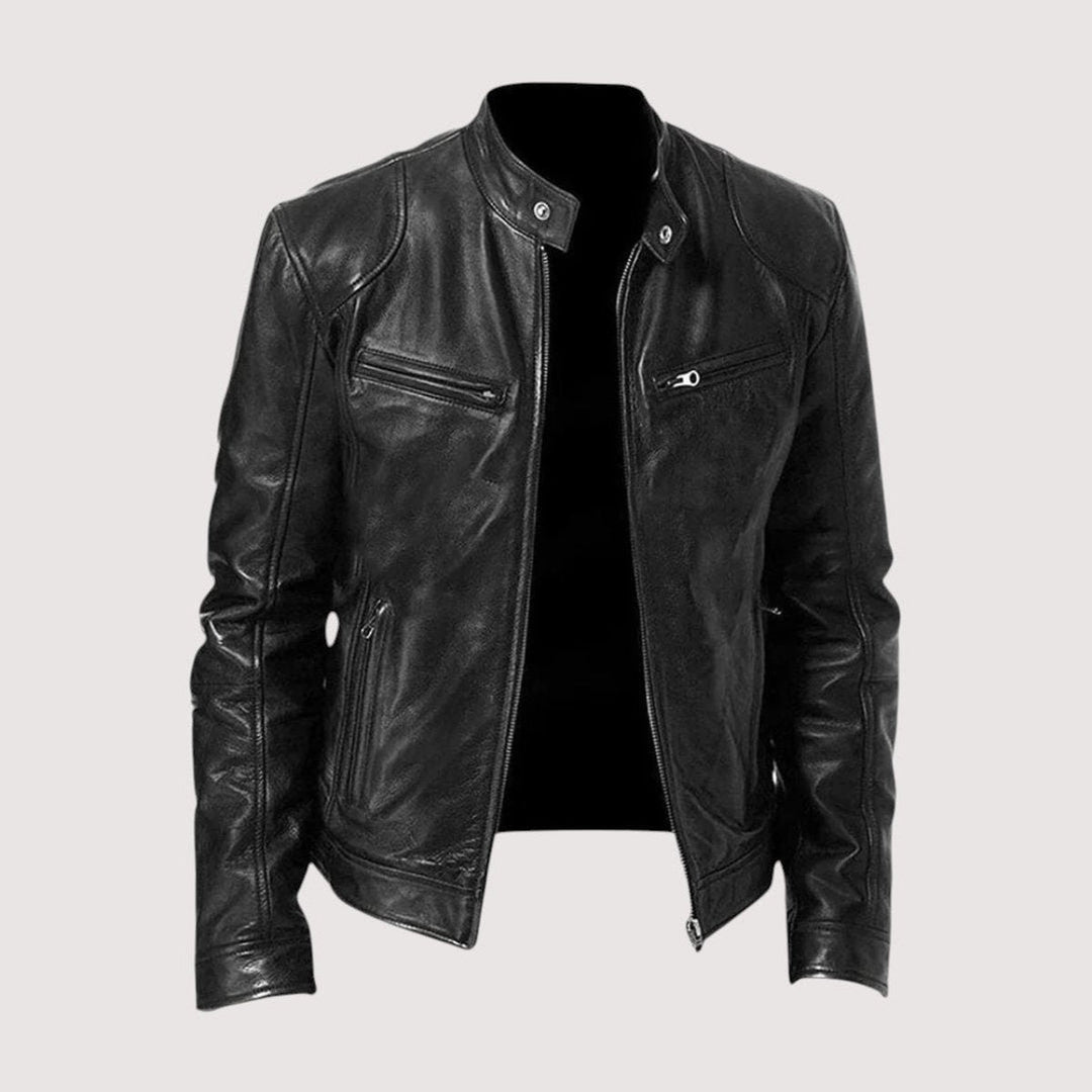 Theo | Men's Genuine Leather Biker Jacket Bomber Zip-Up Coat