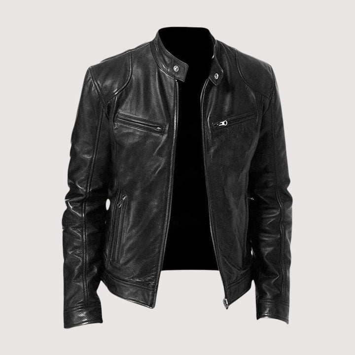 Theo | Men's Genuine Leather Biker Jacket Bomber Zip-Up Coat
