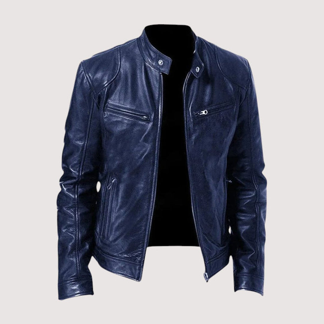 Theo | Men's Genuine Leather Biker Jacket Bomber Zip-Up Coat