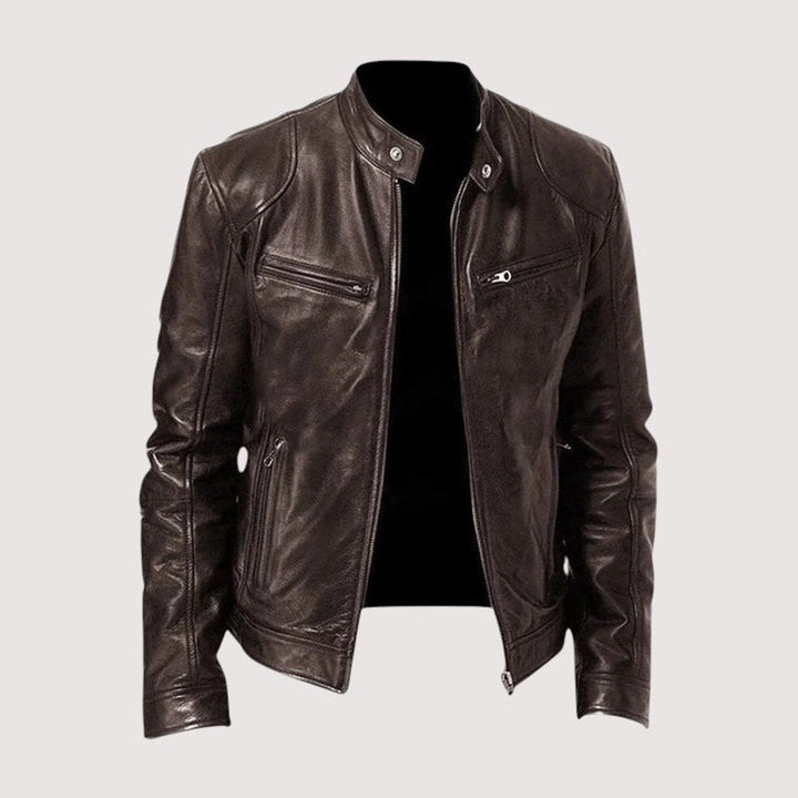 Theo | Men's Genuine Leather Biker Jacket Bomber Zip-Up Coat