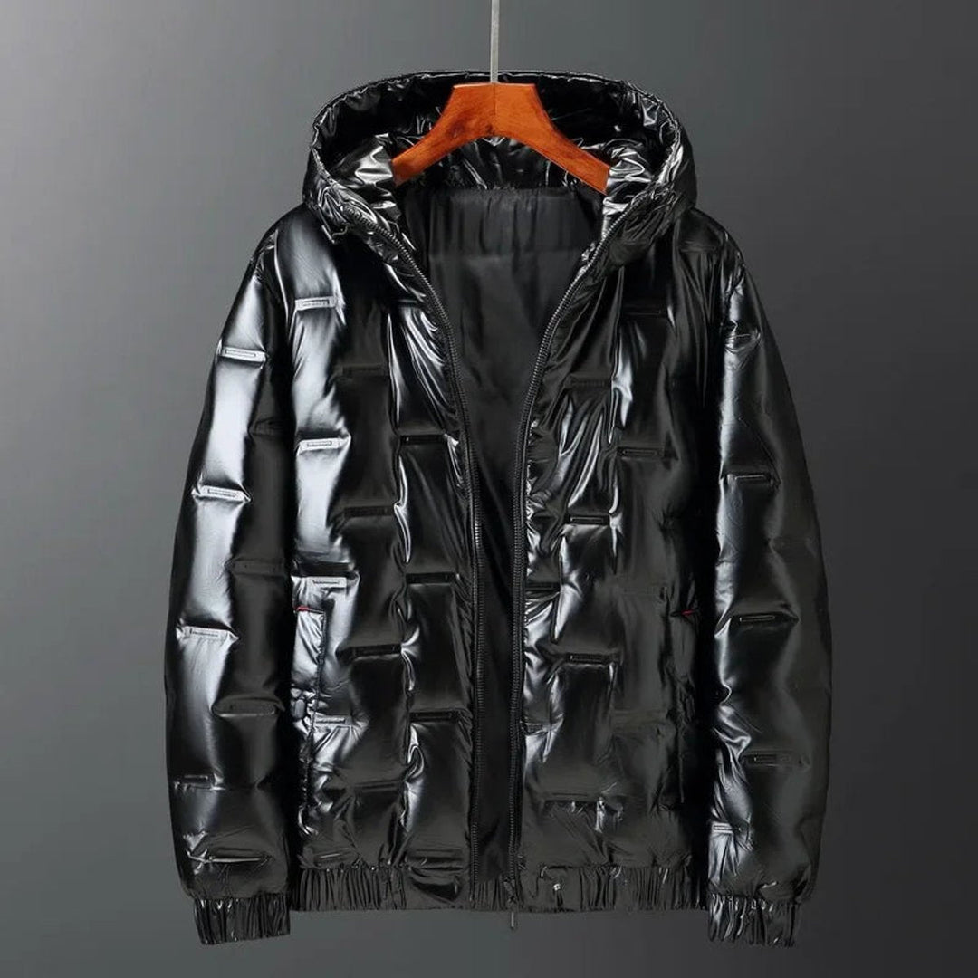 Edward | Men's Gloss Puffer Hooded Waterproof Jacket Bomber Coat