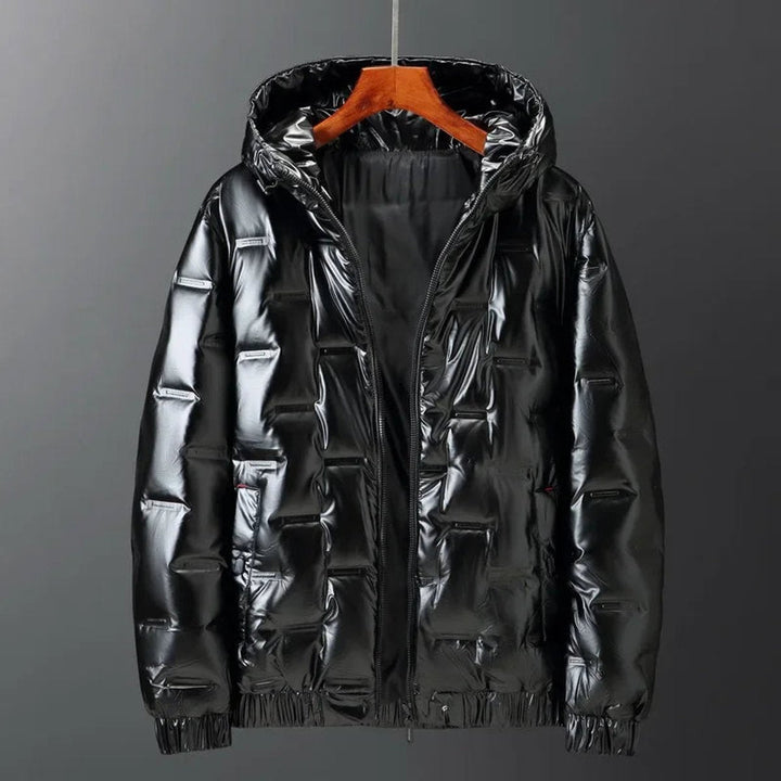 Edward | Men's Gloss Puffer Hooded Waterproof Jacket Bomber Coat