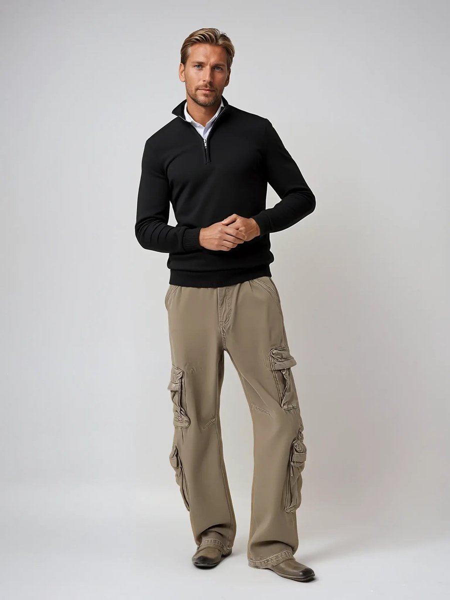 Edward | Men's Half-Zip Knitted Jumper Slim-Fit Quarter-Zip Pullover