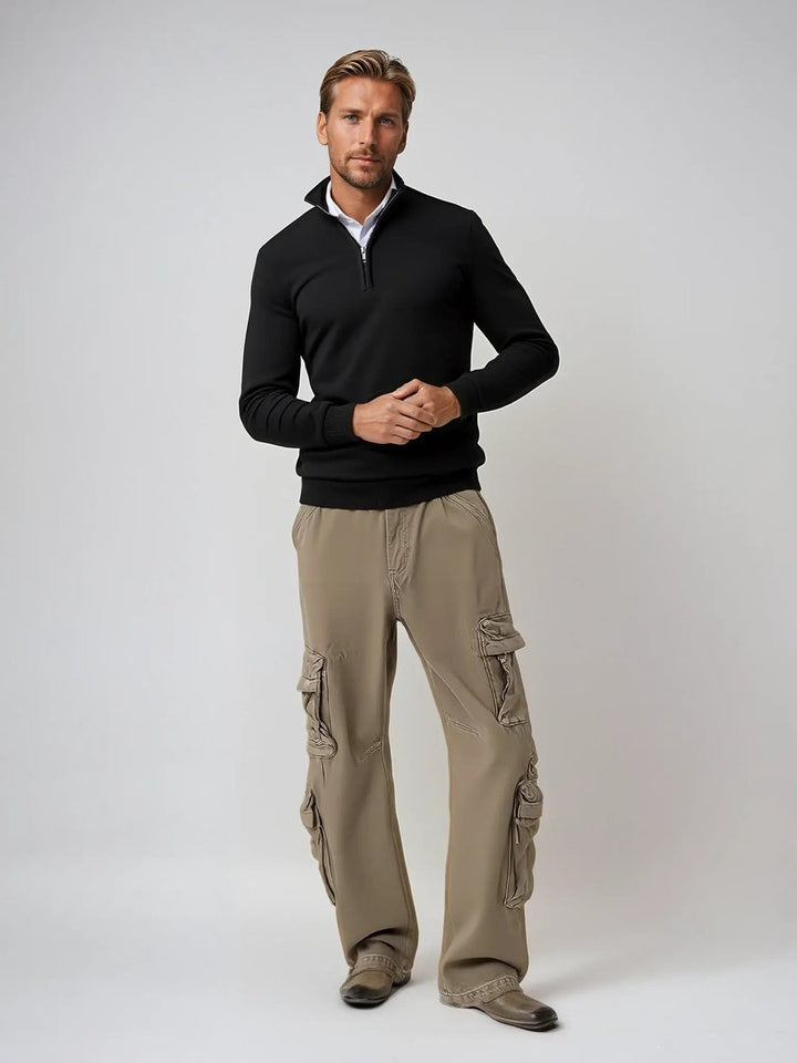 Edward | Men's Half-Zip Knitted Jumper Slim-Fit Quarter-Zip Pullover