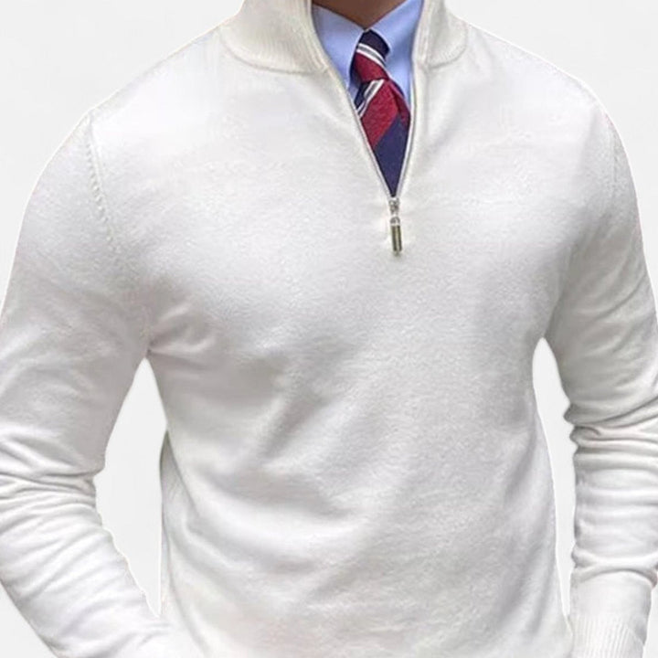 Jacob | Men's Quarter Zip Knitted Jumper Stand Collar Straight Fit