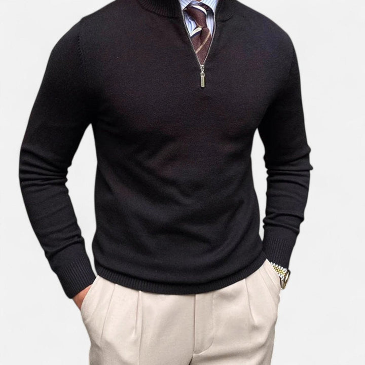 Jacob | Men's Quarter Zip Knitted Jumper Stand Collar Straight Fit