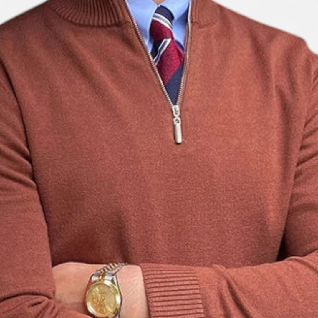 Jacob | Men's Quarter Zip Knitted Jumper Stand Collar Straight Fit