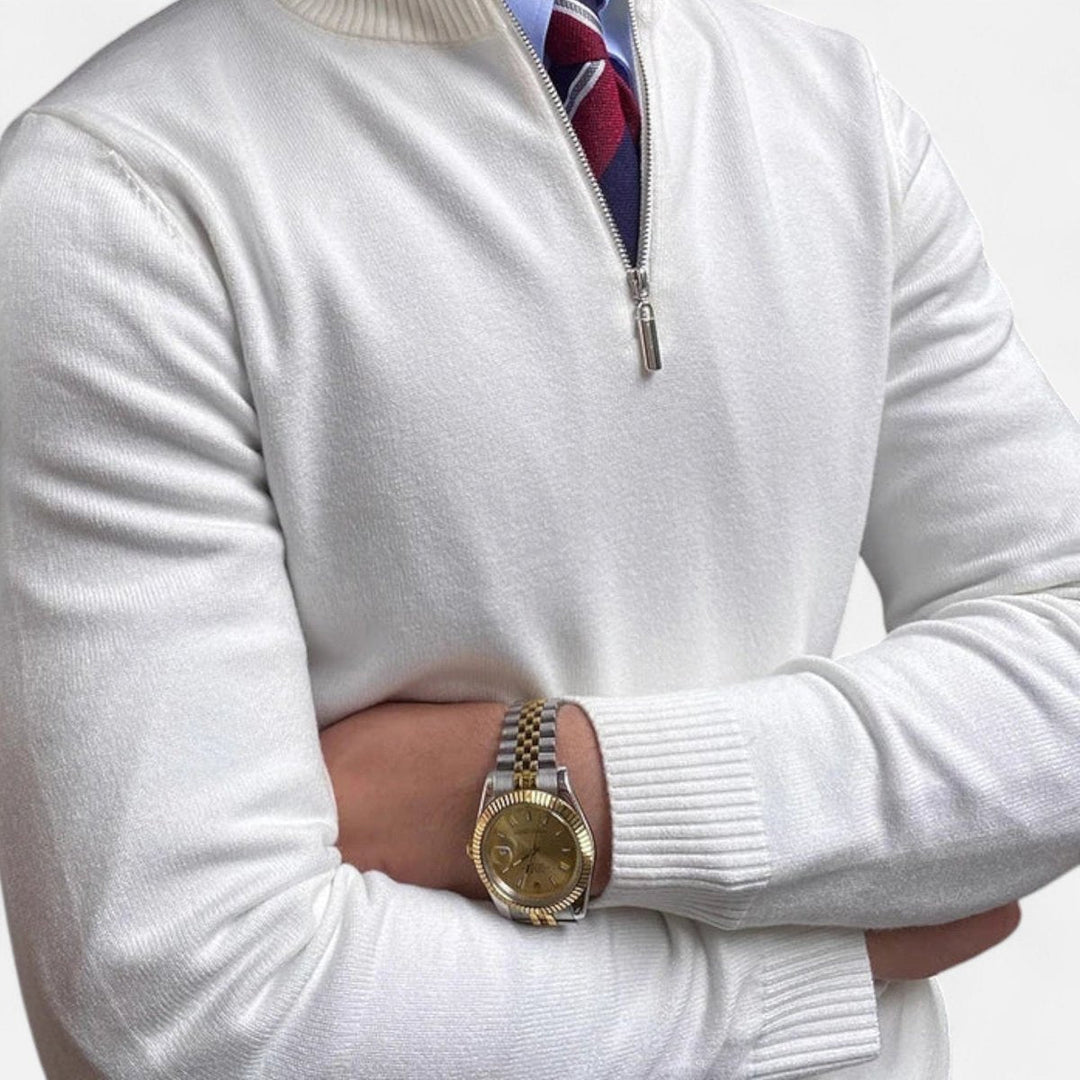 Jacob | Men's Quarter Zip Knitted Jumper Stand Collar Straight Fit