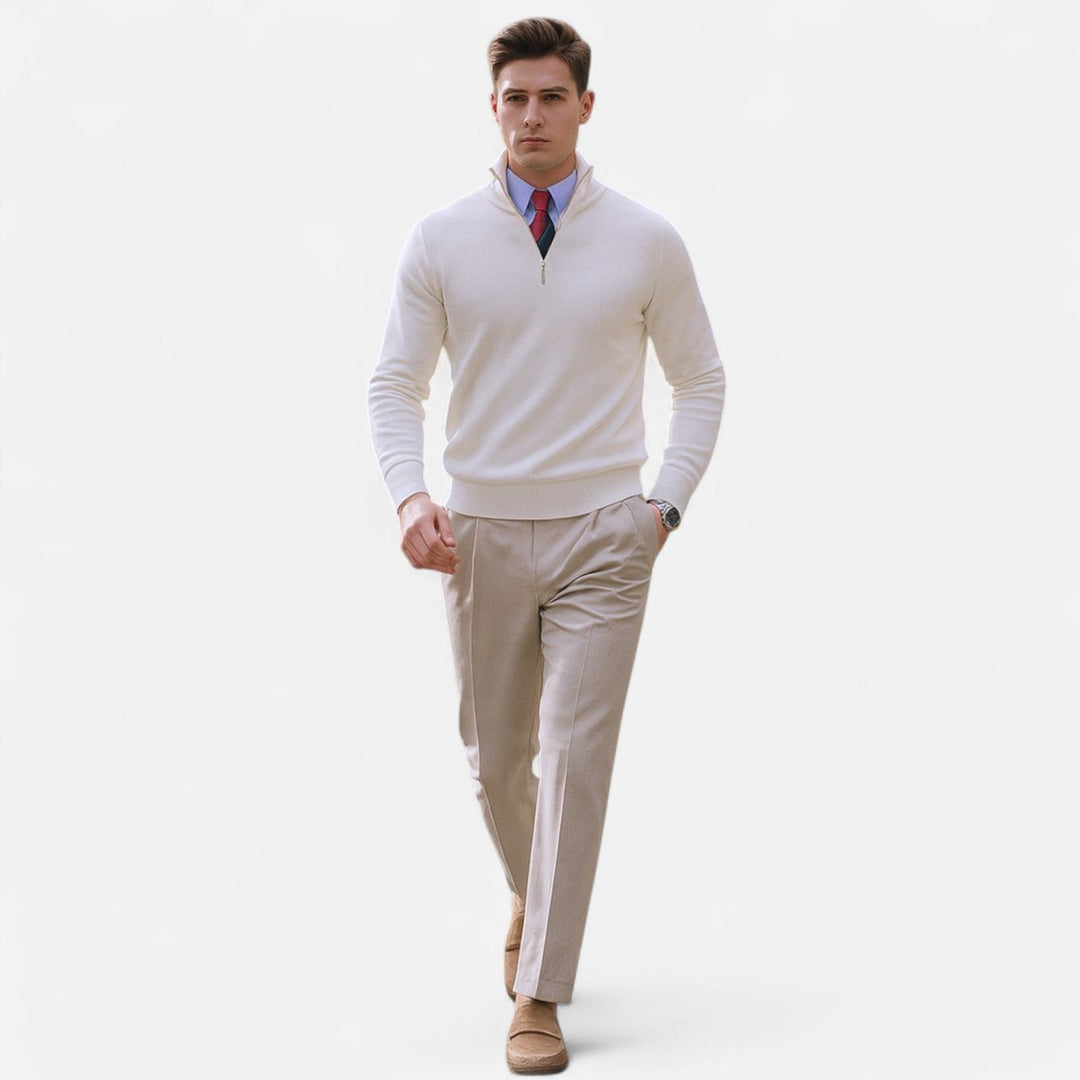 Jacob | Men's Quarter Zip Knitted Jumper Stand Collar Straight Fit
