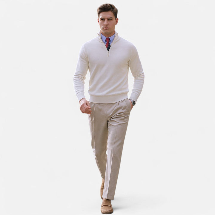 Jacob | Men's Quarter Zip Knitted Jumper Stand Collar Straight Fit