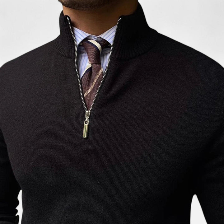 Jacob | Men's Quarter Zip Knitted Jumper Stand Collar Straight Fit