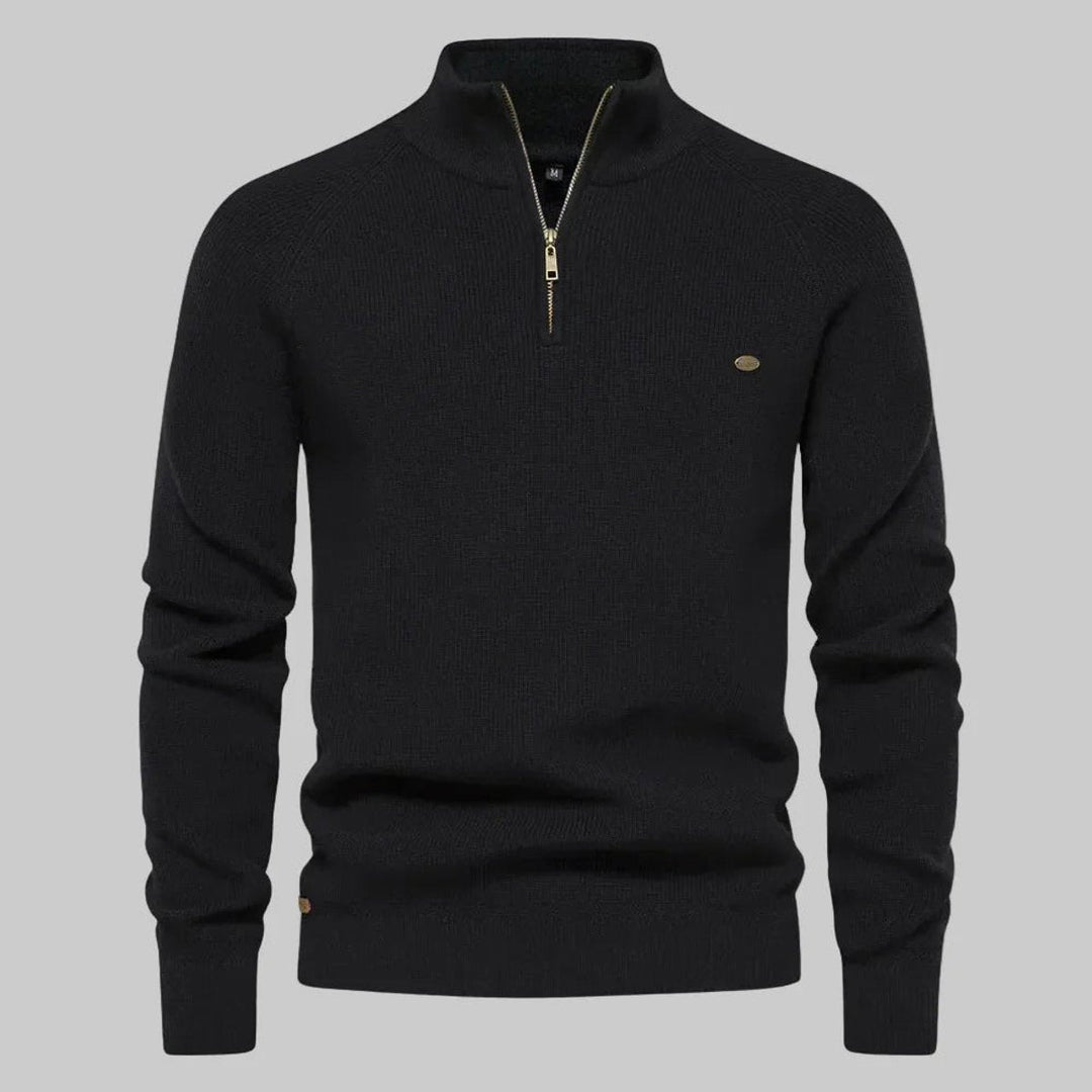 Henry | Men's Half-Zip Knitted Jumper Stand Collar Ribbed Pullover