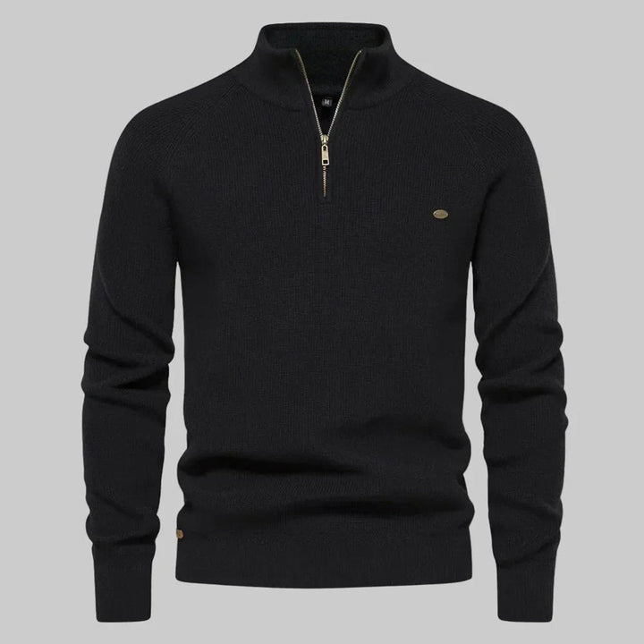 Henry | Men's Half-Zip Knitted Jumper Stand Collar Ribbed Pullover