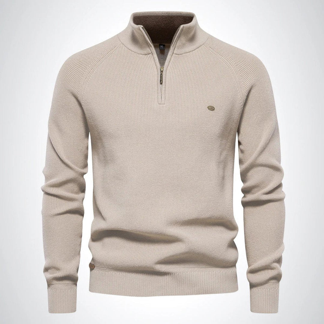 Henry | Men's Half-Zip Knitted Jumper Stand Collar Ribbed Pullover