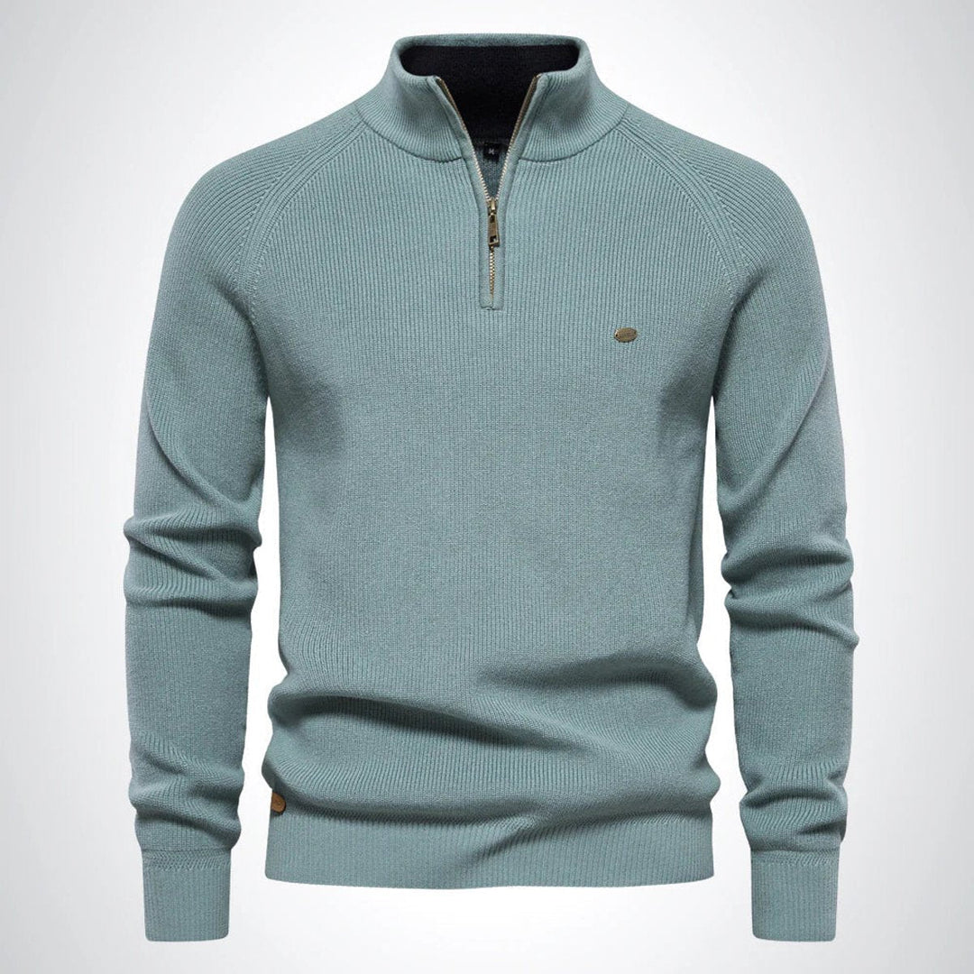 Henry | Men's Half-Zip Knitted Jumper Stand Collar Ribbed Pullover