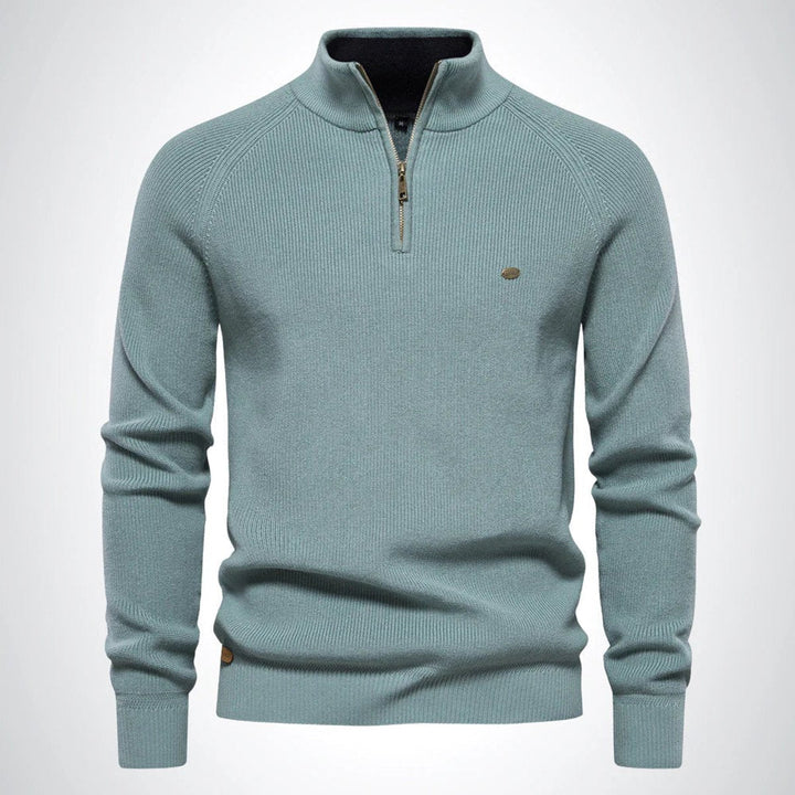 Henry | Men's Half-Zip Knitted Jumper Stand Collar Ribbed Pullover