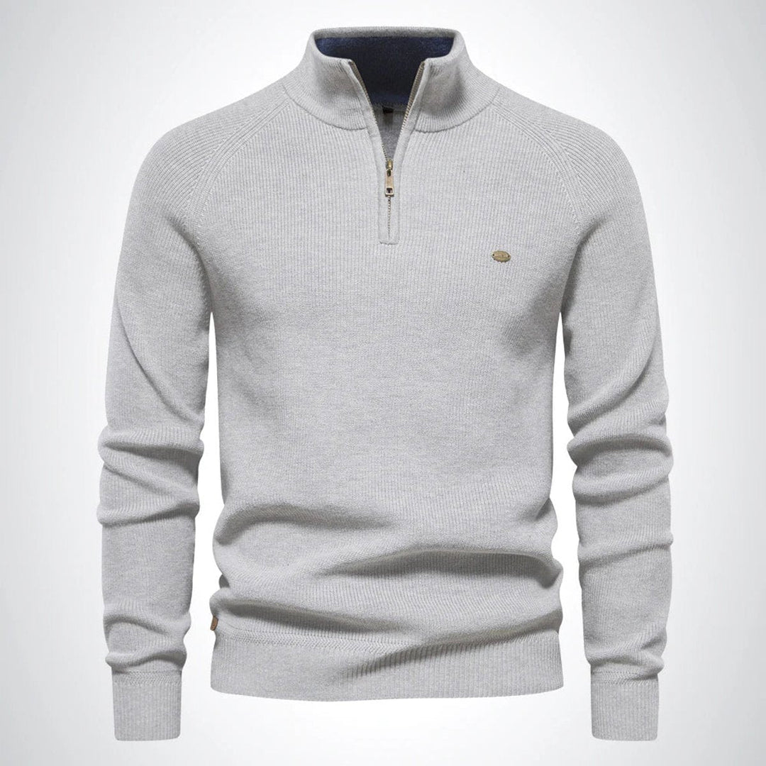 Henry | Men's Half-Zip Knitted Jumper Stand Collar Ribbed Pullover