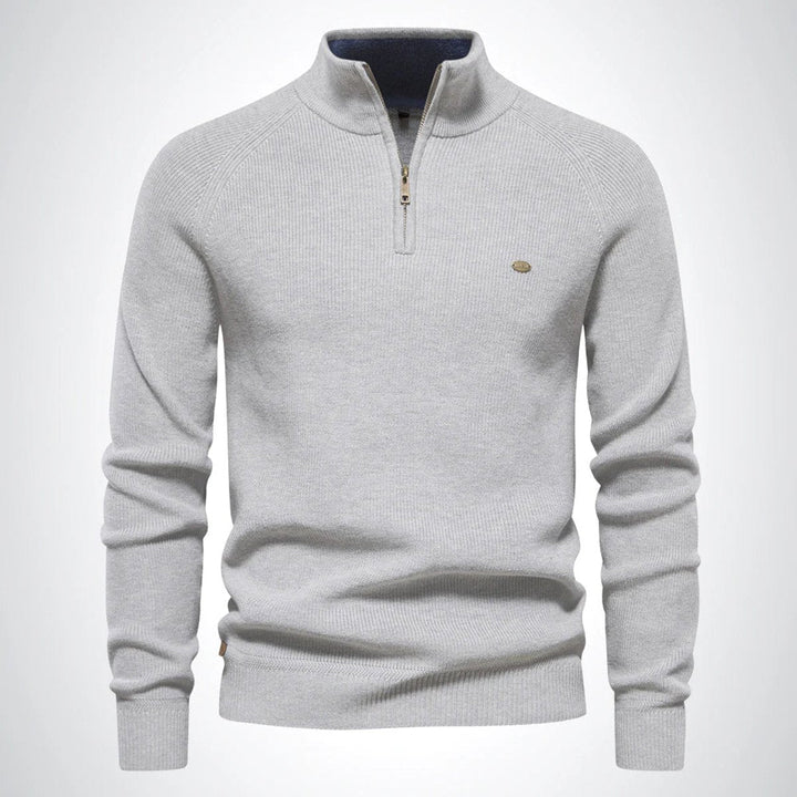 Henry | Men's Half-Zip Knitted Jumper Stand Collar Ribbed Pullover