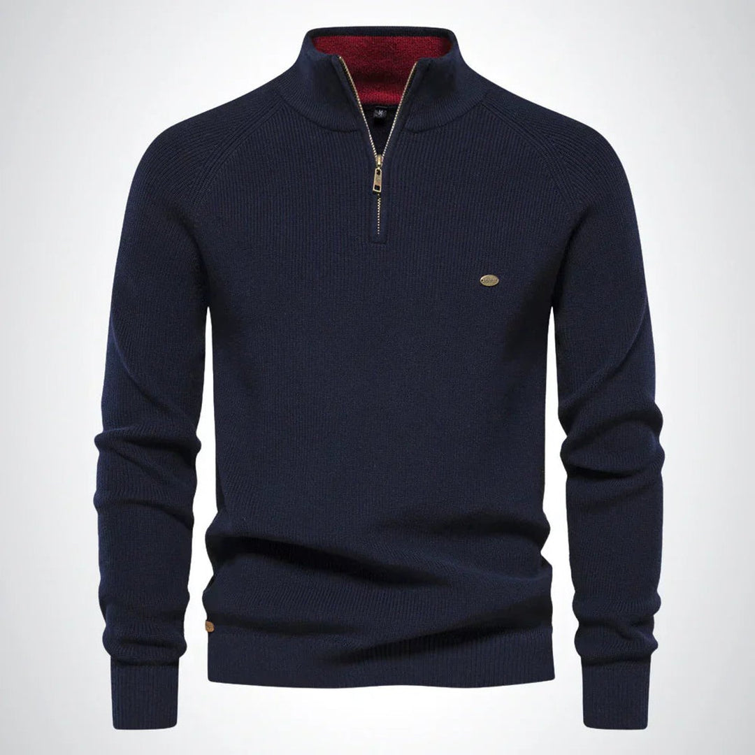 Henry | Men's Half-Zip Knitted Jumper Stand Collar Ribbed Pullover