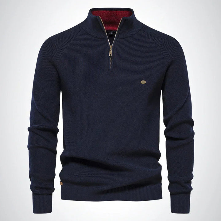 Henry | Men's Half-Zip Knitted Jumper Stand Collar Ribbed Pullover