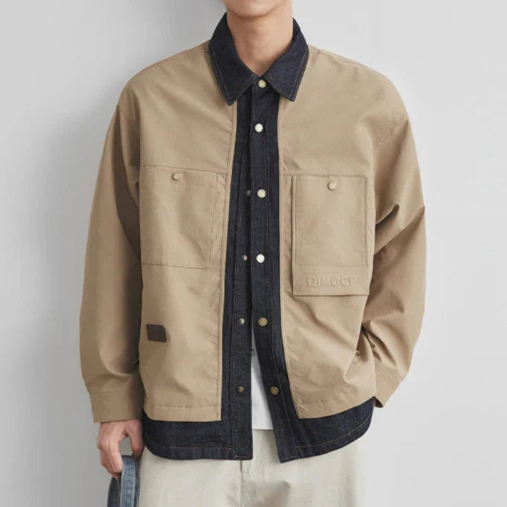 Oliver | Mens Heavyweight Canvas Utility Overshirt Jacket Denim Collar