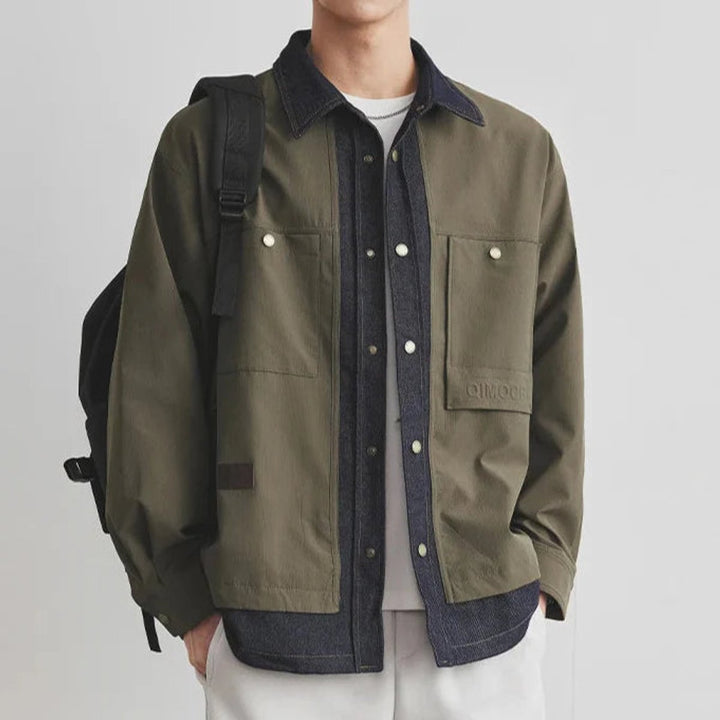 Oliver | Mens Heavyweight Canvas Utility Overshirt Jacket Denim Collar