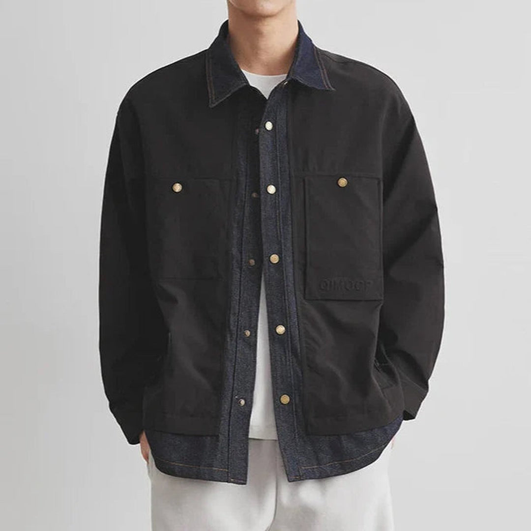 Oliver | Mens Heavyweight Canvas Utility Overshirt Jacket Denim Collar