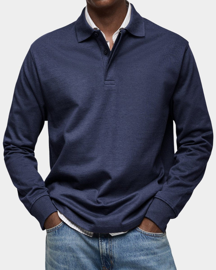 Oliver | Men's Long-Sleeve Polo Shirt Classic Fit Button Placket
