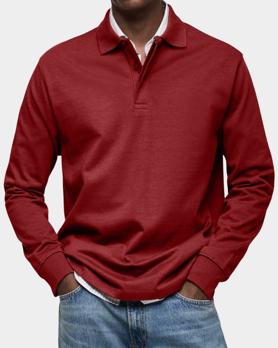 Oliver | Men's Long-Sleeve Polo Shirt Classic Fit Button Placket