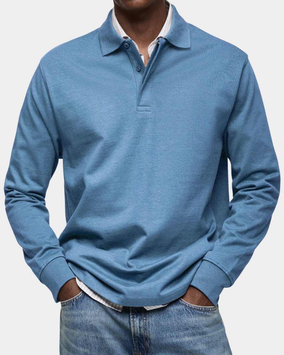 Oliver | Men's Long-Sleeve Polo Shirt Classic Fit Button Placket
