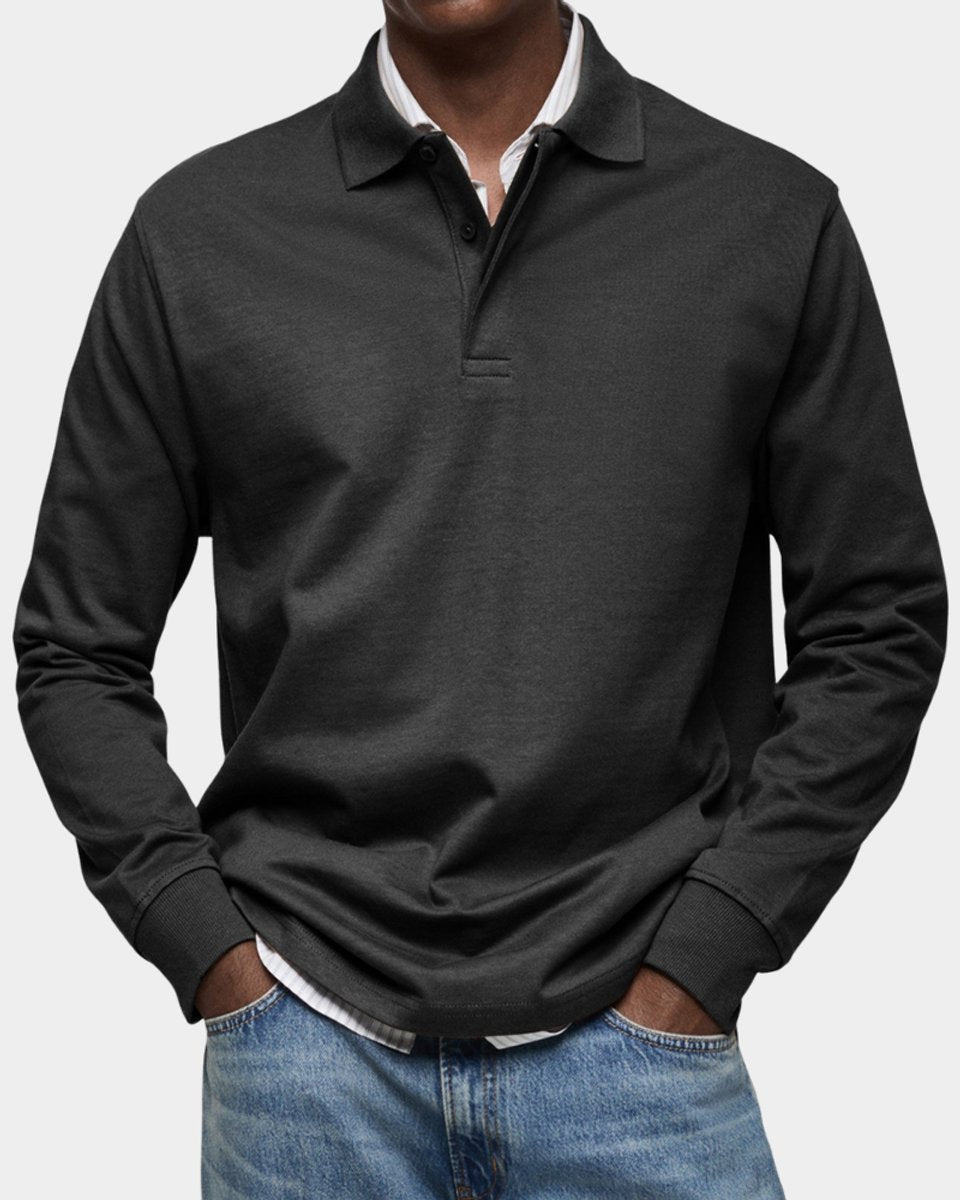 Oliver | Men's Long-Sleeve Polo Shirt Classic Fit Button Placket