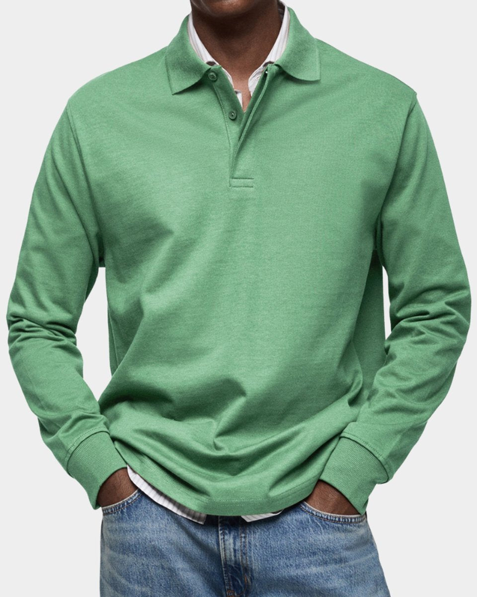 Oliver | Men's Long-Sleeve Polo Shirt Classic Fit Button Placket