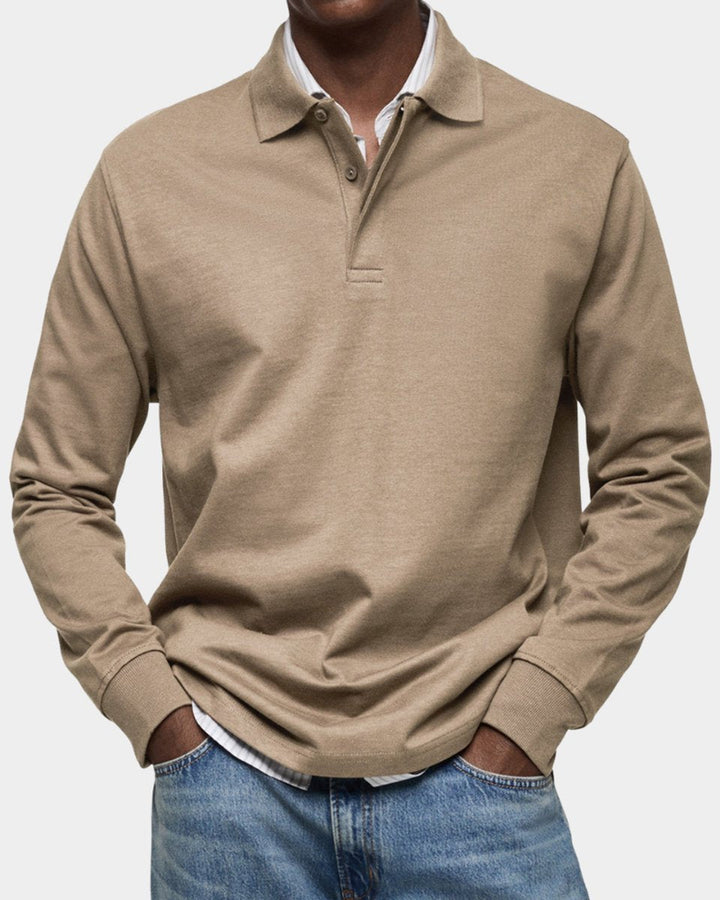 Oliver | Men's Long-Sleeve Polo Shirt Classic Fit Button Placket