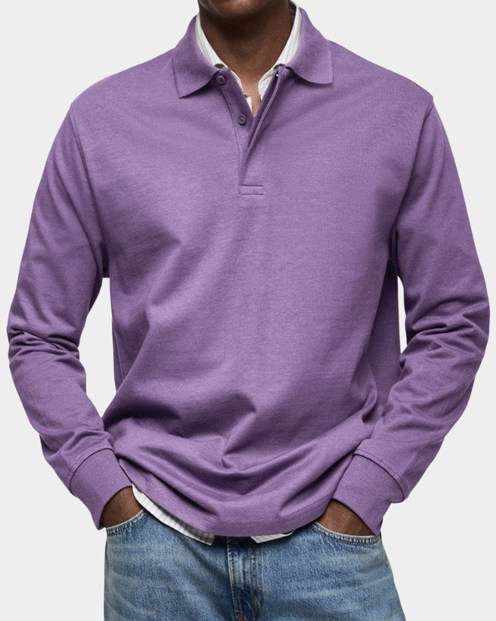 Oliver | Men's Long-Sleeve Polo Shirt Classic Fit Button Placket