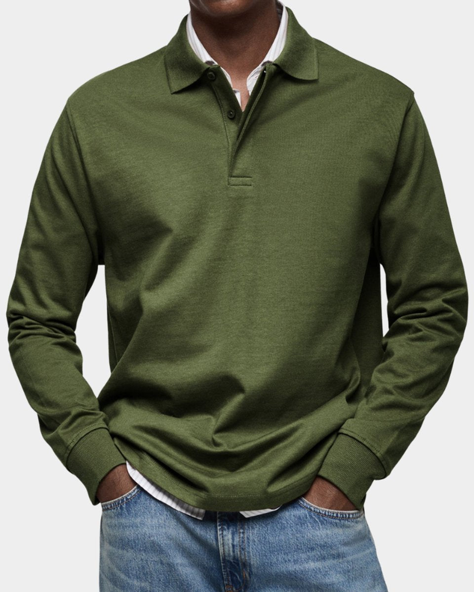Oliver | Men's Long-Sleeve Polo Shirt Classic Fit Button Placket