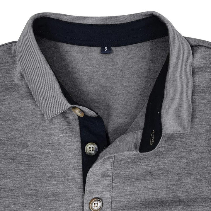 Muhammad | Men's Long-Sleeve Polo Shirt Contrast Collar Chest Pocket