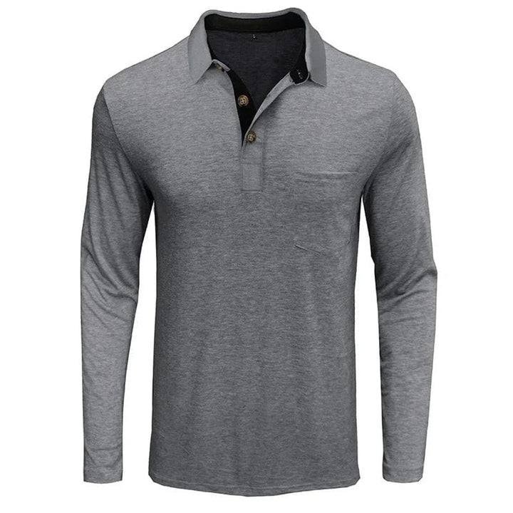 Muhammad | Men's Long-Sleeve Polo Shirt Contrast Collar Chest Pocket