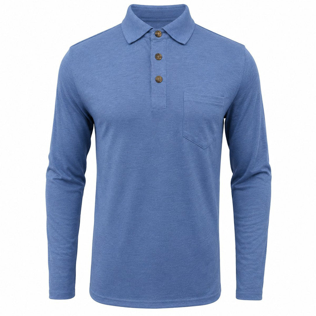 Muhammad | Men's Long-Sleeve Polo Shirt Contrast Collar Chest Pocket