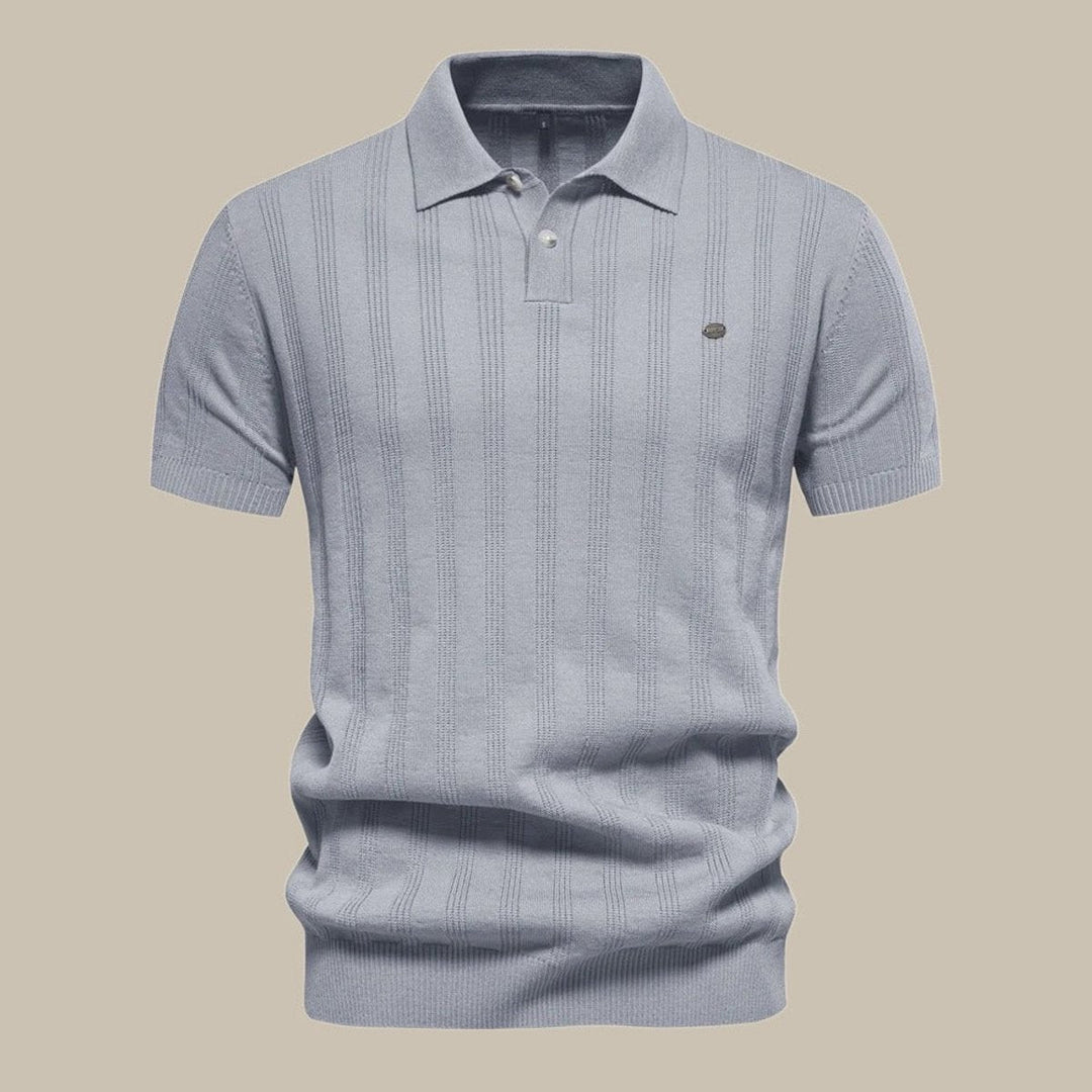 James | Men's Long-Sleeve Textured Knit Polo Shirt Button Placket