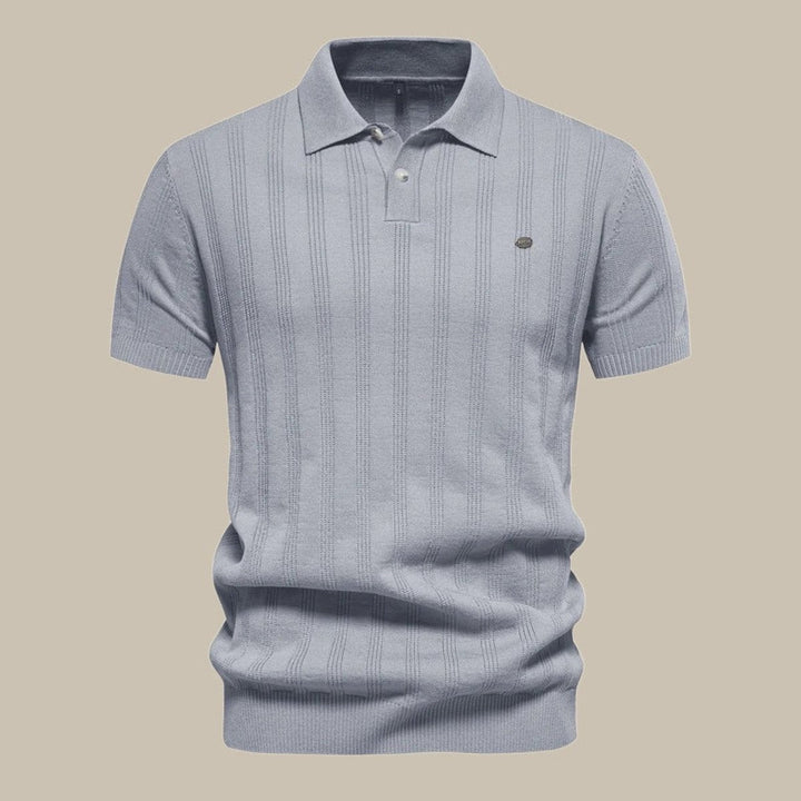 James | Men's Long-Sleeve Textured Knit Polo Shirt Button Placket