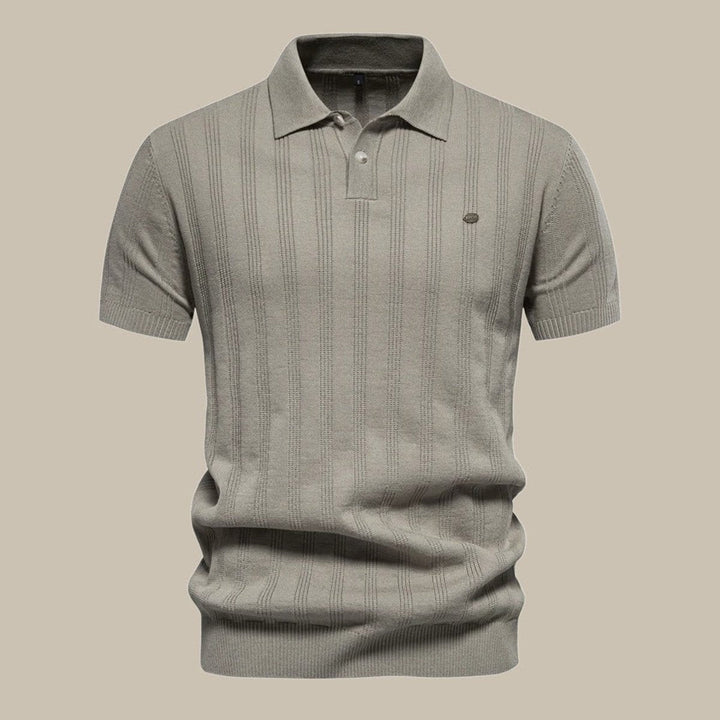 James | Men's Long-Sleeve Textured Knit Polo Shirt Button Placket