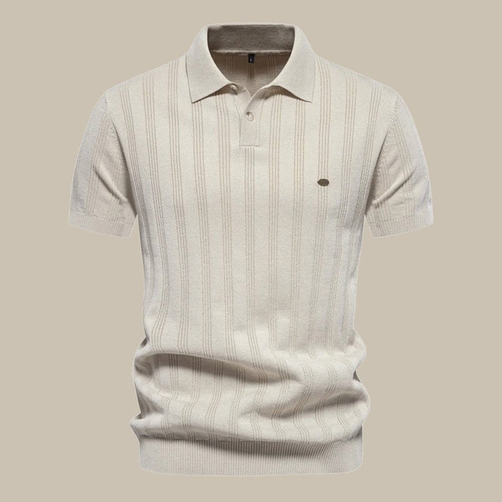 James | Men's Long-Sleeve Textured Knit Polo Shirt Button Placket