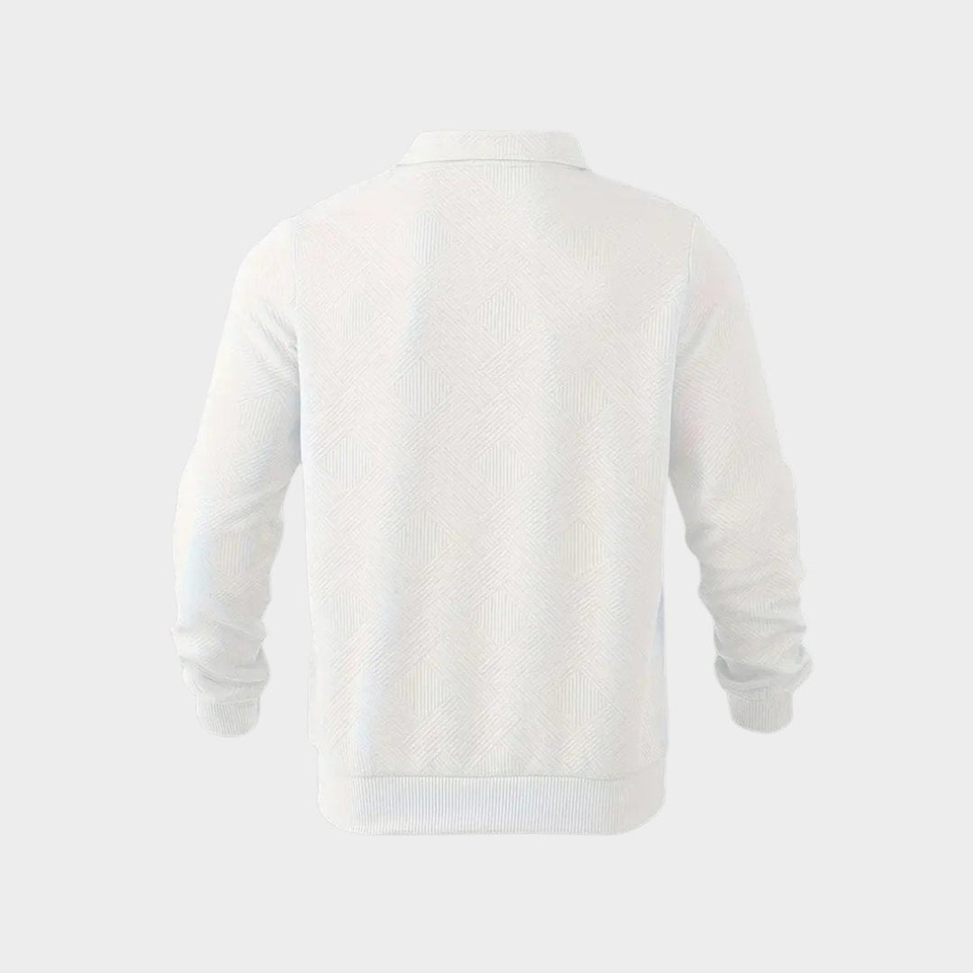Theo | Men's Quarter-Zip Polo Collar Jumper Textured Knit Long Sleeve