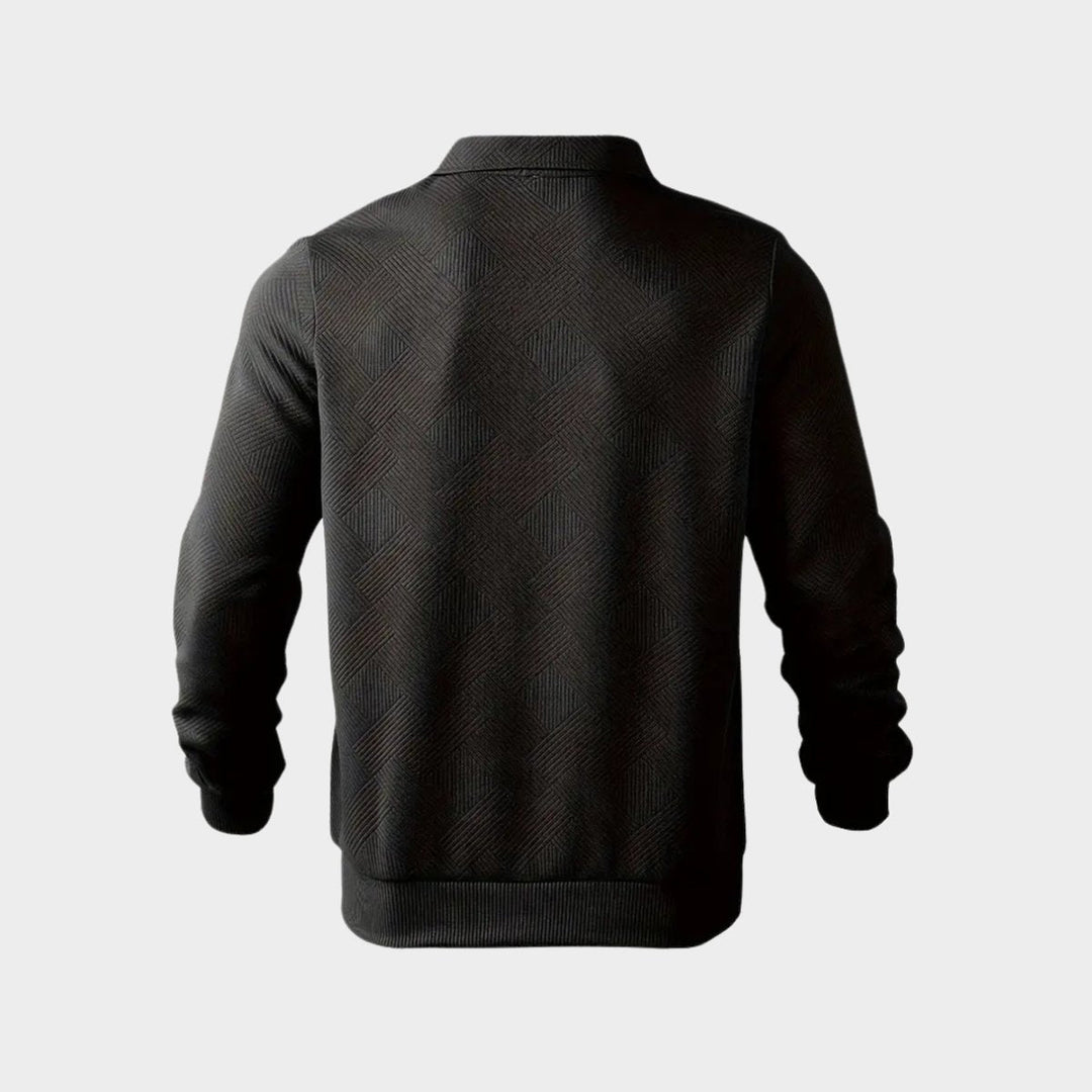Theo | Men's Quarter-Zip Polo Collar Jumper Textured Knit Long Sleeve