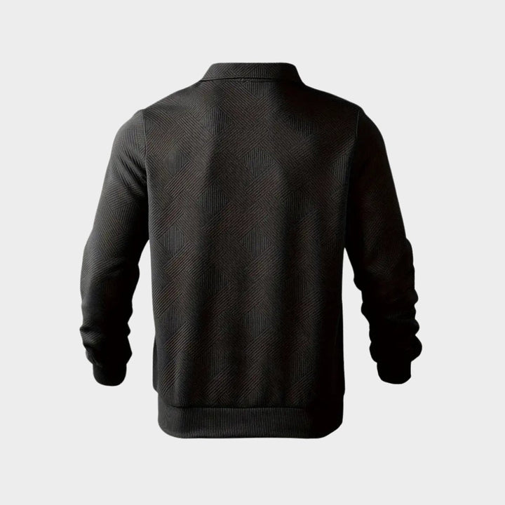 Theo | Men's Quarter-Zip Polo Collar Jumper Textured Knit Long Sleeve