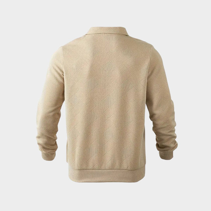Theo | Men's Quarter-Zip Polo Collar Jumper Textured Knit Long Sleeve