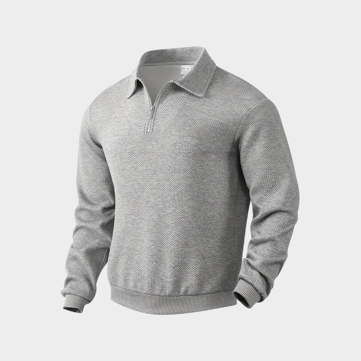 Theo | Men's Quarter-Zip Polo Collar Jumper Textured Knit Long Sleeve