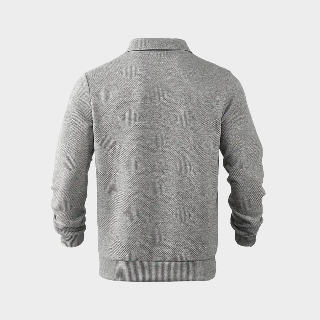 Theo | Men's Quarter-Zip Polo Collar Jumper Textured Knit Long Sleeve