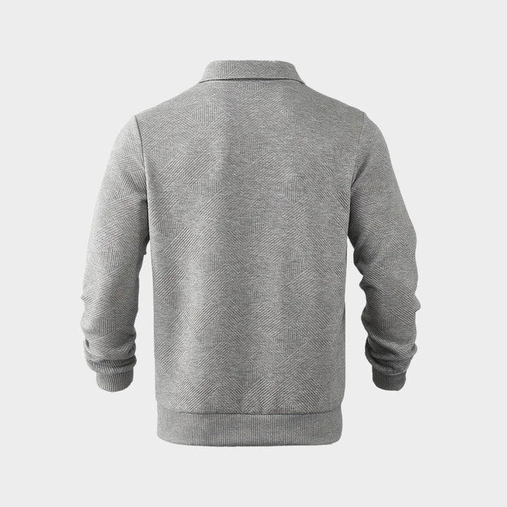 Theo | Men's Quarter-Zip Polo Collar Jumper Textured Knit Long Sleeve